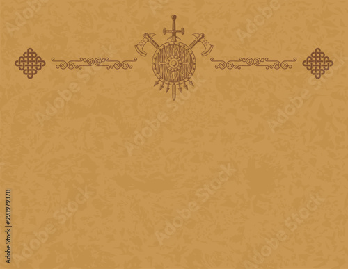 Medieval Fantasy Background Template - Spiral, Lines, Knot, Coat of Arms Header