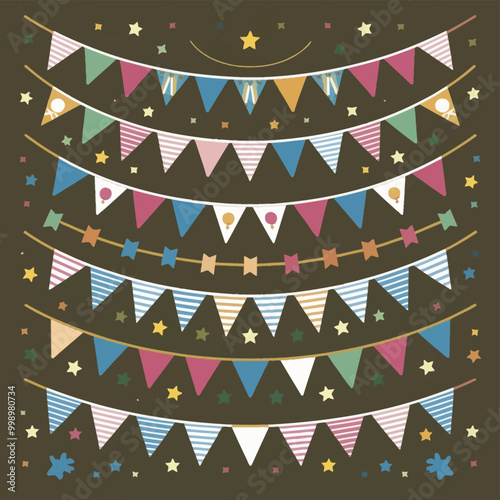  2d vector illustration  Colorful paper hanging decoration
