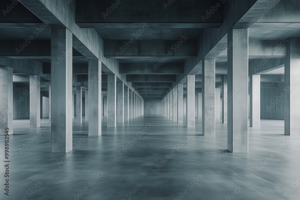 Empty large gray warehouse with columns in a modern office or warehouse interior background Concept open space Empty large gray warehouse with columns in a modern office or warehouse interior background Concept open space