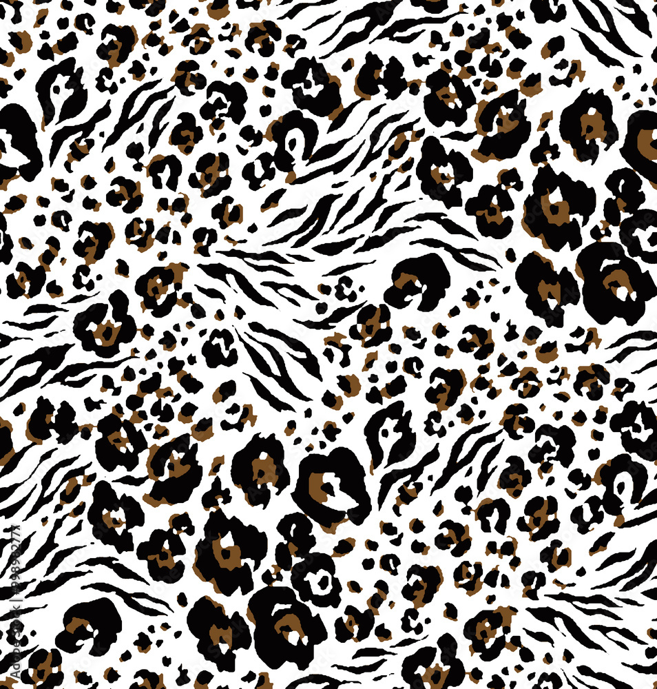 Seamless hand drawn leopard pattern, detail
