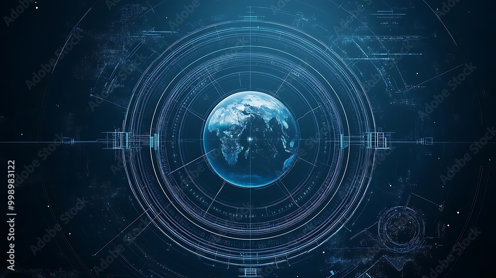 A futuristic digital representation of Earth, surrounded by a geometric interface, symbolizing technology and global connectivity. A futuristic digital representation of Earth, surrounded by a geometric interface, symbolizing technology and global connectivity.