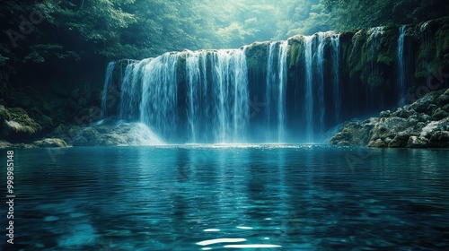 Stunning Waterfall Wallpaper Background with Cascading Water and Lush Greenery