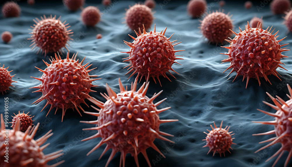 Hyper-Realistic 3D Rendering of Mpox Virus Attacking Human Skin Cells Cellular Damage and Viral Entry Points Depicted in Vivid Detail for Scientific Impact Hyper-Realistic 3D Rendering of Mpox Virus Attacking Human Skin Cells Cellular Damage and Viral Entry Points Depicted in Vivid Detail for Scientific Impact