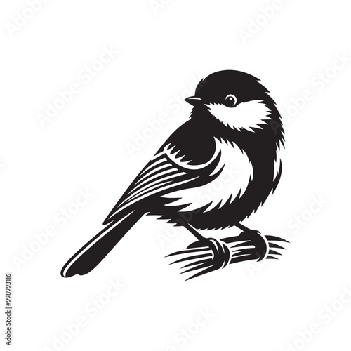 High-Quality Great Tit Silhouette Vectors for Wildlife Art Projects