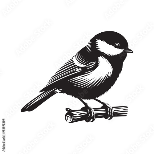 High-Quality Great Tit Silhouette Vectors for Wildlife Art Projects