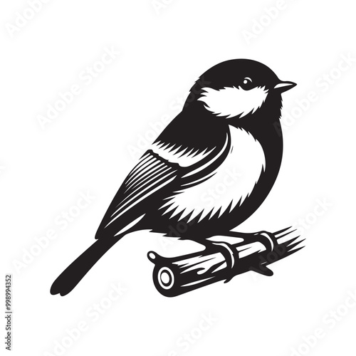High-Quality Great Tit Silhouette Vectors for Wildlife Art Projects
