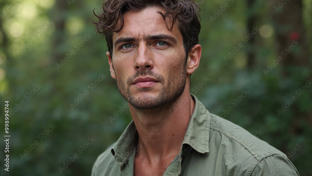 Portrait of a handsome man, naturally beautiful man