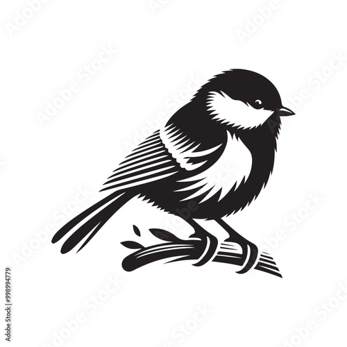 High-Quality Great Tit Silhouette Vectors for Wildlife Art Projects