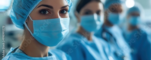 Female surgeon in operating room with team