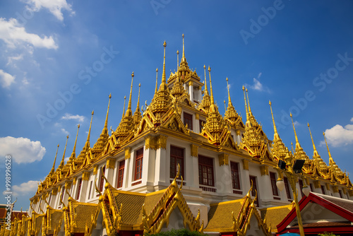 Wat Ratchanatdaram is a buddhist temple located in Bangkok, Thailand also known as Loha prasat . photo