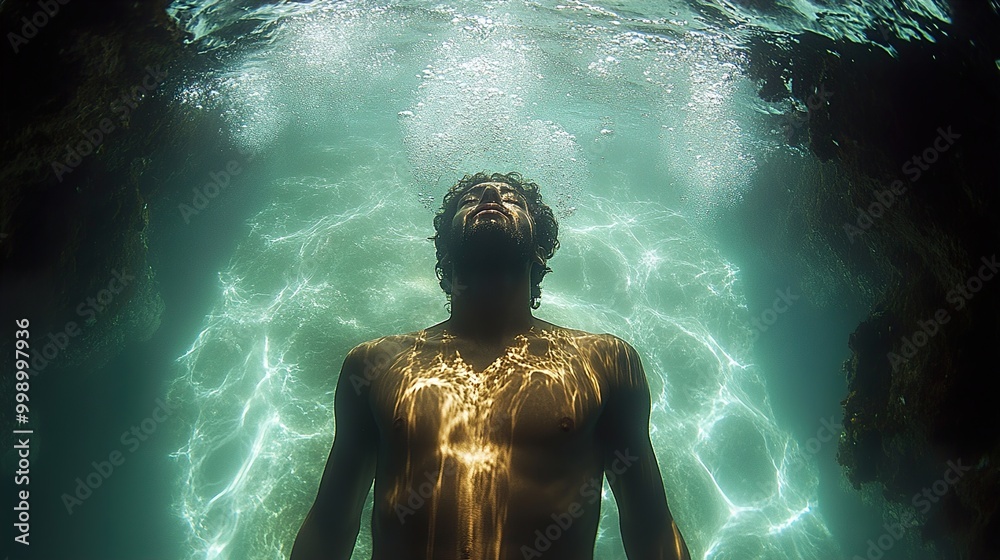 Man Underwater: A Moment of Tranquility Man Underwater: A Moment of Tranquility