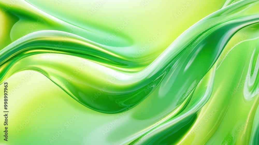 Abstract fluid art in shades of green