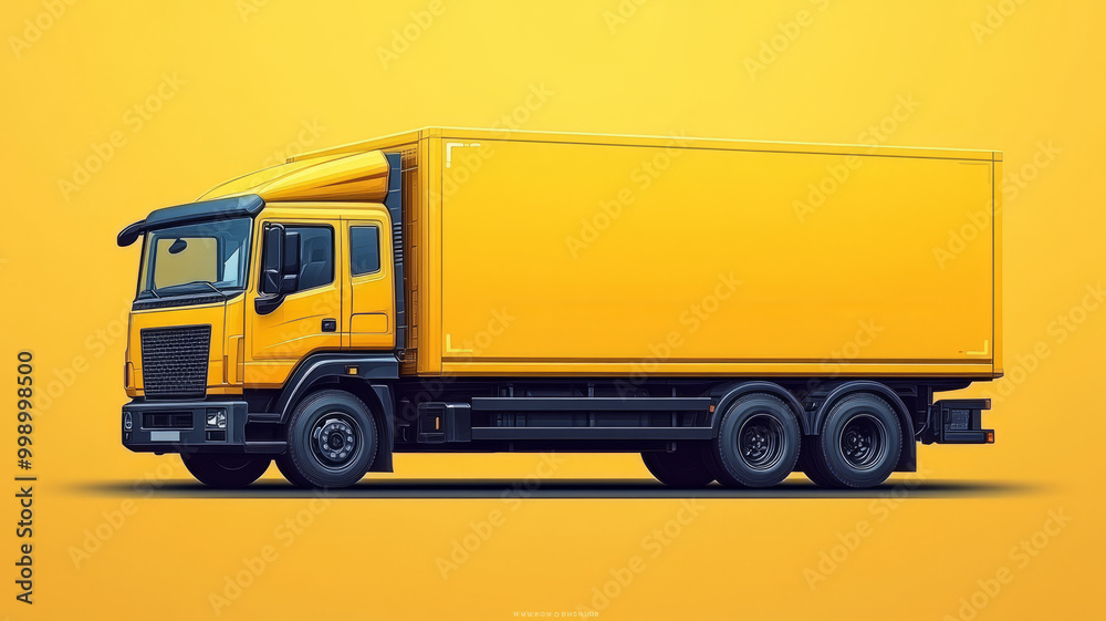 Shipping truck icon on a yellow background. Shipping truck icon on a yellow background.