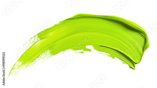 Green stroke of paint isolated on transparent and white background, cut out png