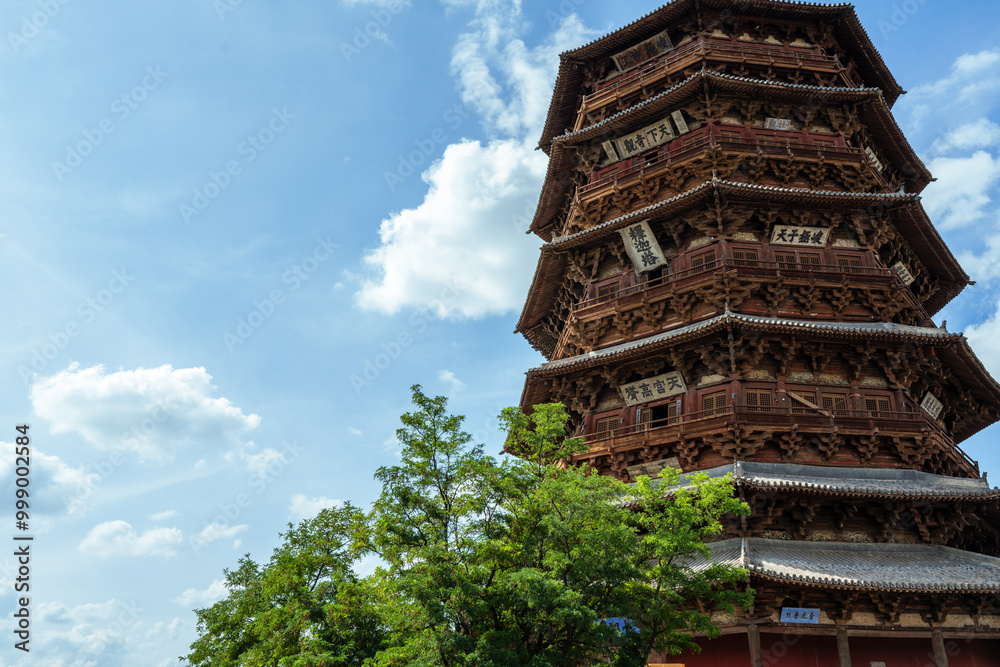 The Wooden Pagoda of Fogong Temple in Yingxian, Shanxi, China, was built nearly a thousand years ago. Towering into the clouds, it is majestic and spectacular. The Wooden Pagoda of Fogong Temple in Yingxian, Shanxi, China, was built nearly a thousand years ago. Towering into the clouds, it is majestic and spectacular.