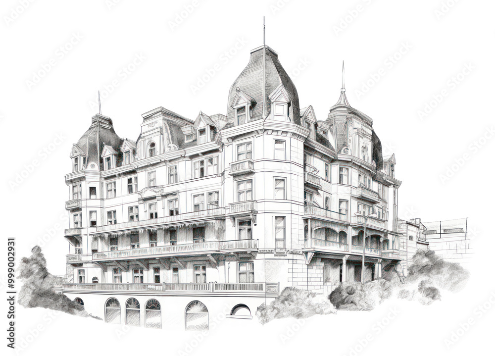 Obraz premium PNG Hotel drawing sketch architecture.