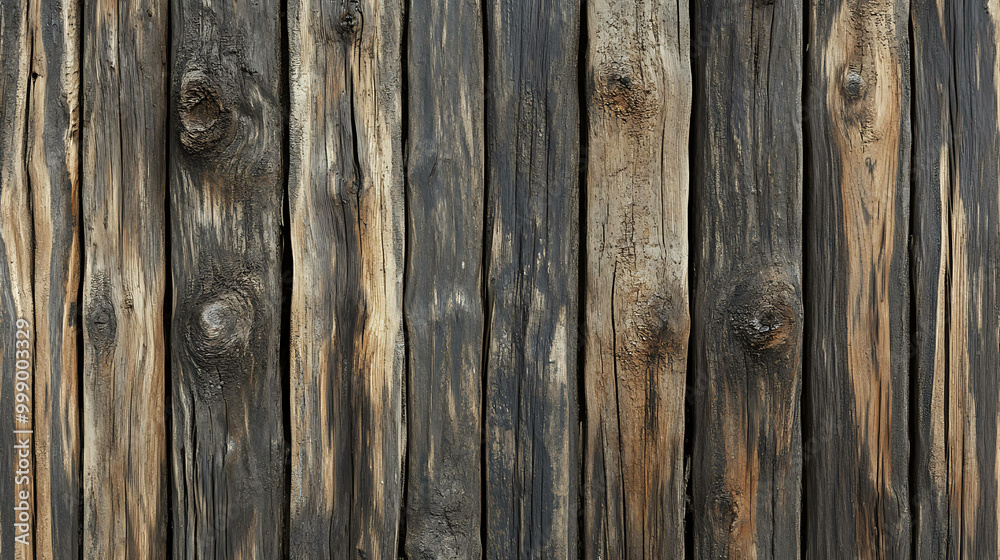 Close-up of rustic weathered wooden planks with knots and grain. Close-up of rustic weathered wooden planks with knots and grain.