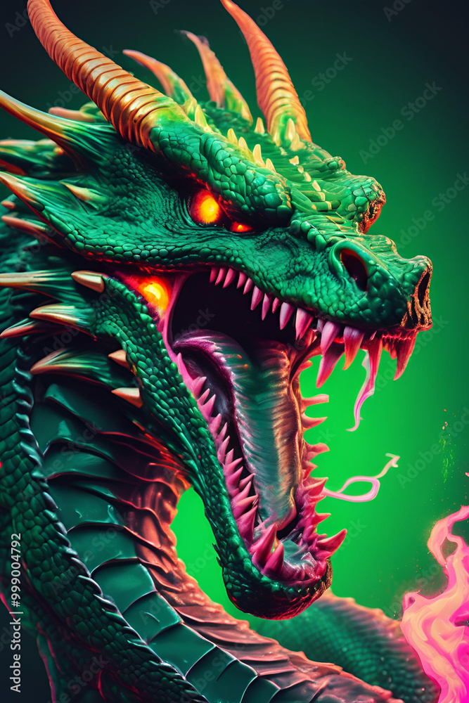Fototapeta premium chinese dragon statue chinese dragon statue green hybrid mythical creature Fairy Tales stories nightmares 