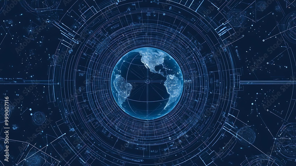 Obraz premium Global Network Connection Abstract Digital World