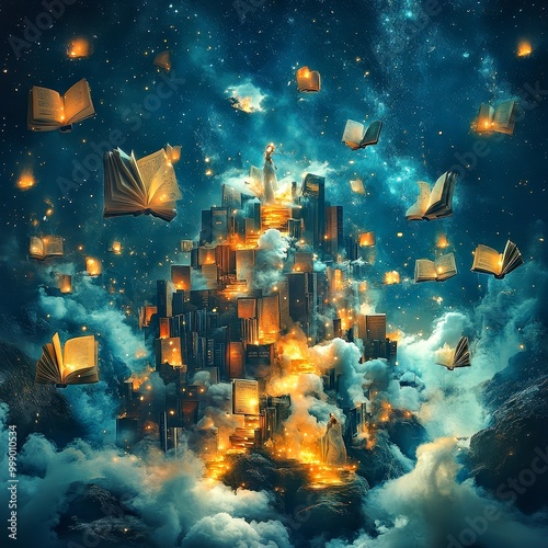 Enchanted Literary Dreams: Whimsical Lucid Dream Photography of Floating Books and Glowing Pages