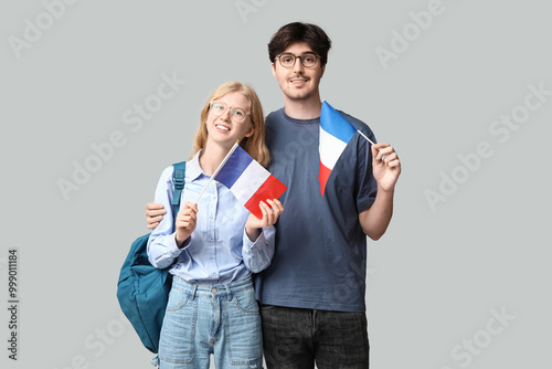 Students with French flags ...