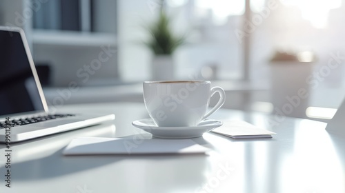 Modern Workspace with Coffee