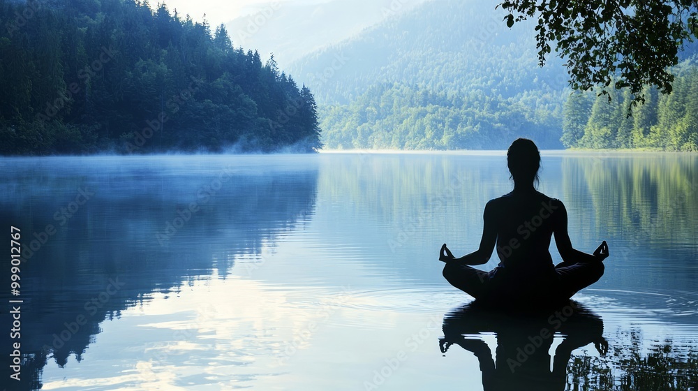 Serene Meditation by the Lake - Finding Mental Clarity through Hydration Serene Meditation by the Lake - Finding Mental Clarity through Hydration