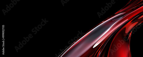 texture of liquid red glass on a black background. abstract wavy 3d background. red iridescent shiny wave