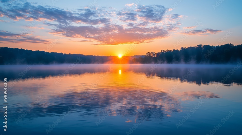 custom made wallpaper toronto digitalSerene Sunrise Reflection on Lake - Embracing New Beginnings and the Vitality of Hydration