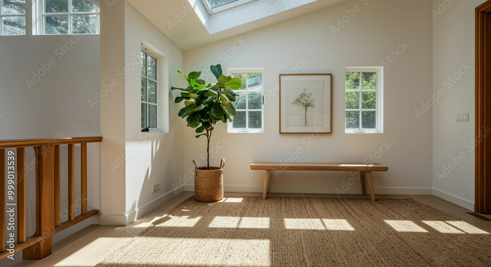 Fototapeta premium Indoor plant in bright home decor setting with natural light and aesthetic design