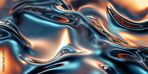 Silver metallic liquid texture. abstract background in the form of liquid shiny metal. glossy chrome texture. 3D rendering