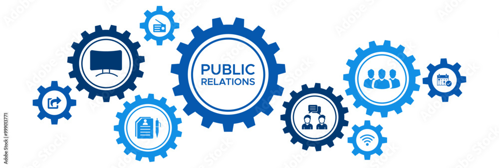 Comprehensive Public Relations Web Icon Banner Concept with Communication, Social Media, Events, and Customer Interaction Icons Comprehensive Public Relations Web Icon Banner Concept with Communication, Social Media, Events, and Customer Interaction Icons