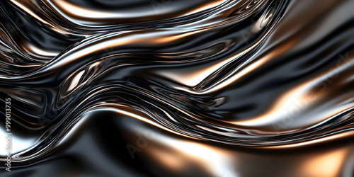 Silver metallic liquid texture. abstract background in the form of liquid shiny metal. glossy chrome texture. 3D rendering