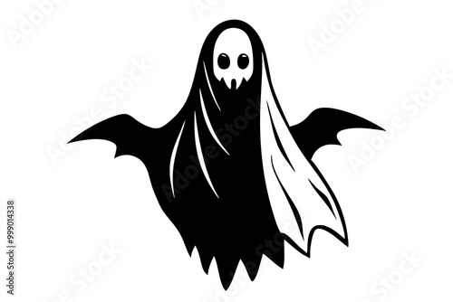 Spooky Halloween Ghost Silhouettes | Scary Black and White Vector Clipart for Haunted Designs.