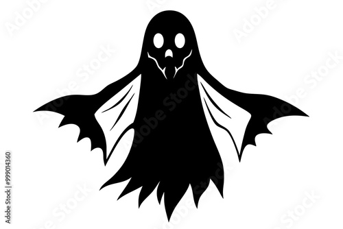 Spooky Halloween Ghost Silhouettes | Scary Black and White Vector Clipart for Haunted Designs.