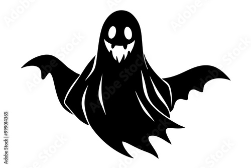 Spooky Halloween Ghost Silhouettes | Scary Black and White Vector Clipart for Haunted Designs.
