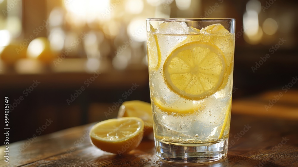 Refreshing Summer Vibes - Glass of Lemonade on Wooden Table Refreshing Summer Vibes - Glass of Lemonade on Wooden Table