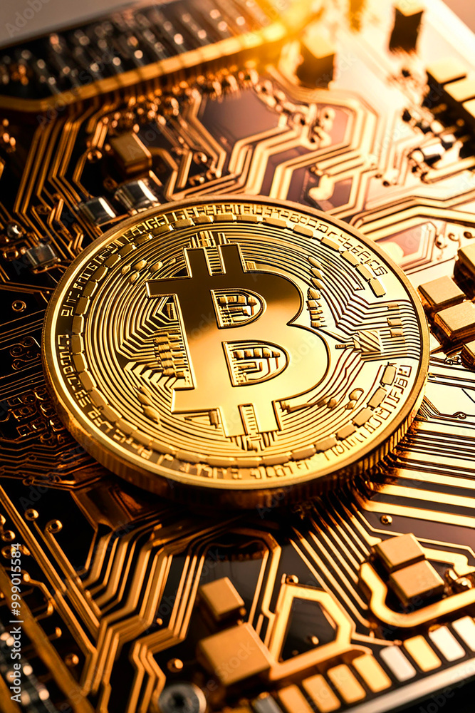 A shiny golden Bitcoin A shiny golden Bitcoin