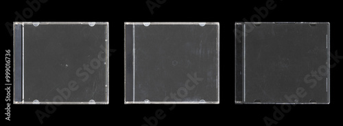 Canvas Print Set of three isolated mockup of old music CD disc jewel case with black cover la