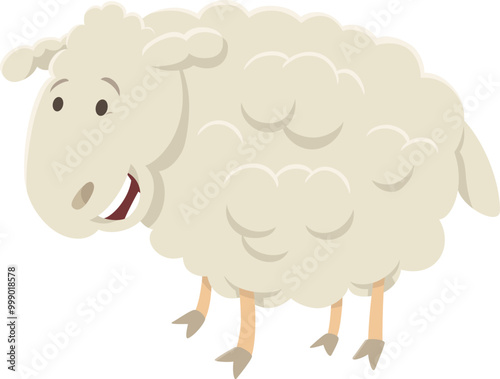 cartoon white sheep farm animal character