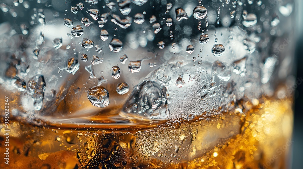 Close-Up of Ice-Cold Drink with Condensation, Symbolizing Refreshing Hydration