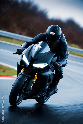 A sleek modern sports motorcycle photo