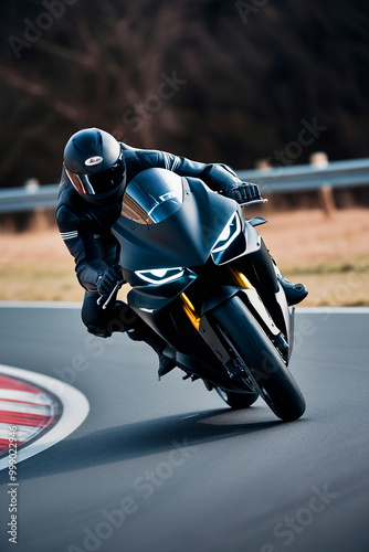 A sleek modern sports motorcycle photo