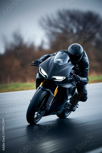 A sleek modern sports motorcycle photo