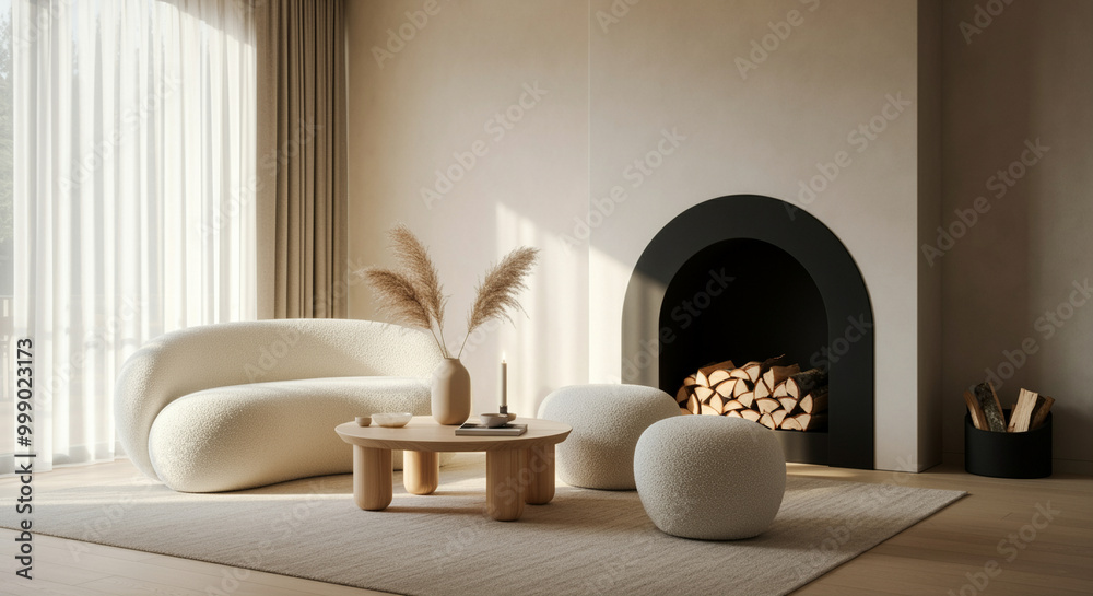Living room furnishings with cozy interior design featuring modern decor and natural elements Living room furnishings with cozy interior design featuring modern decor and natural elements