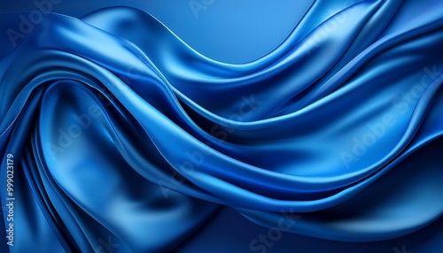 Abstract Blue Silk Background with Soft Folds, Creating a Luxurious and Elegant Texture, Ideal for Use as a Backdrop with Ample Copy Space for Text or Graphics