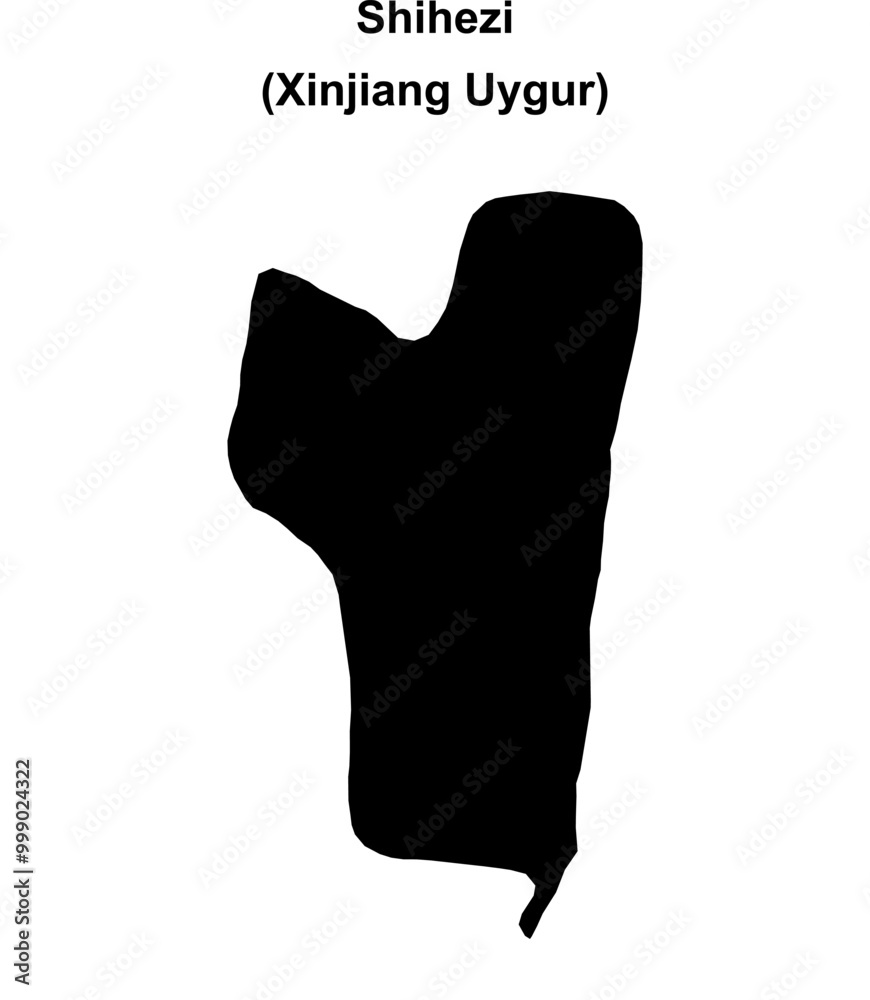 Obraz premium Shihezi blank outline map