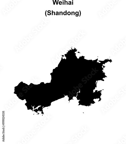 Weihai blank outline map