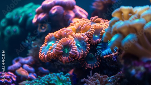 coral reef, highlighting the geometric patterns that emerge from the interaction of living organisms