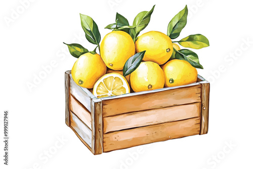 box of lemons vector illustration